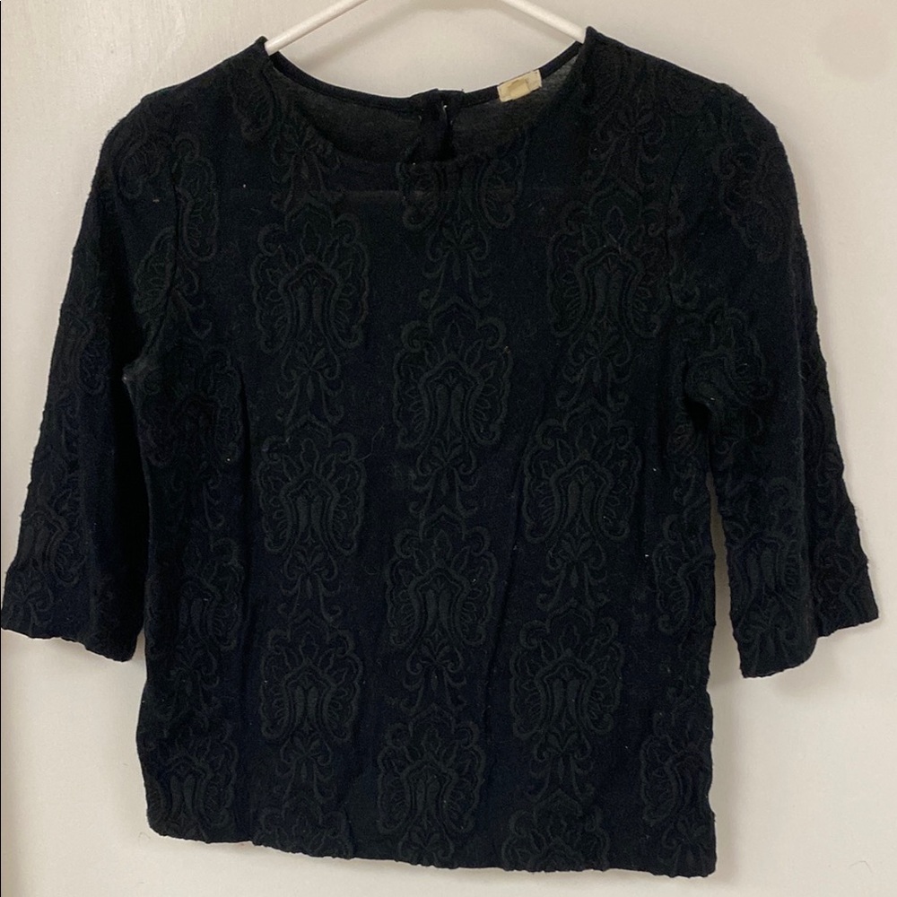 Jcrew Black Textured Embroidered Women's Top ❤️